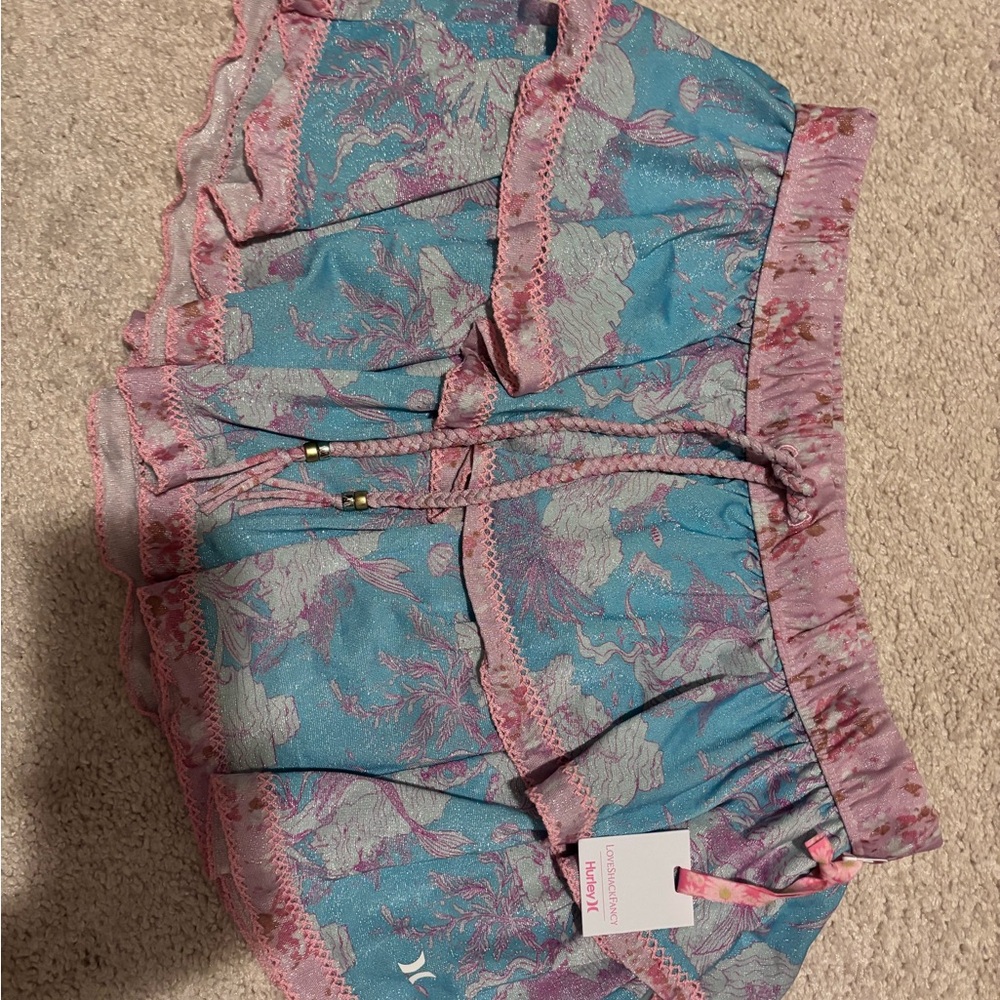 Women's Floral Blue and Pink Shorts